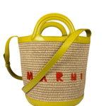 Marni Tropicalia Mini Bucket Bag Raffia with Yellow Trim