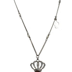 Christian Dior Vintage Crown Rhinestone Pendant Logo Necklace