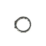 Gucci Sterling Silver & Blue Enamel Interlocking G Chain Link Ring