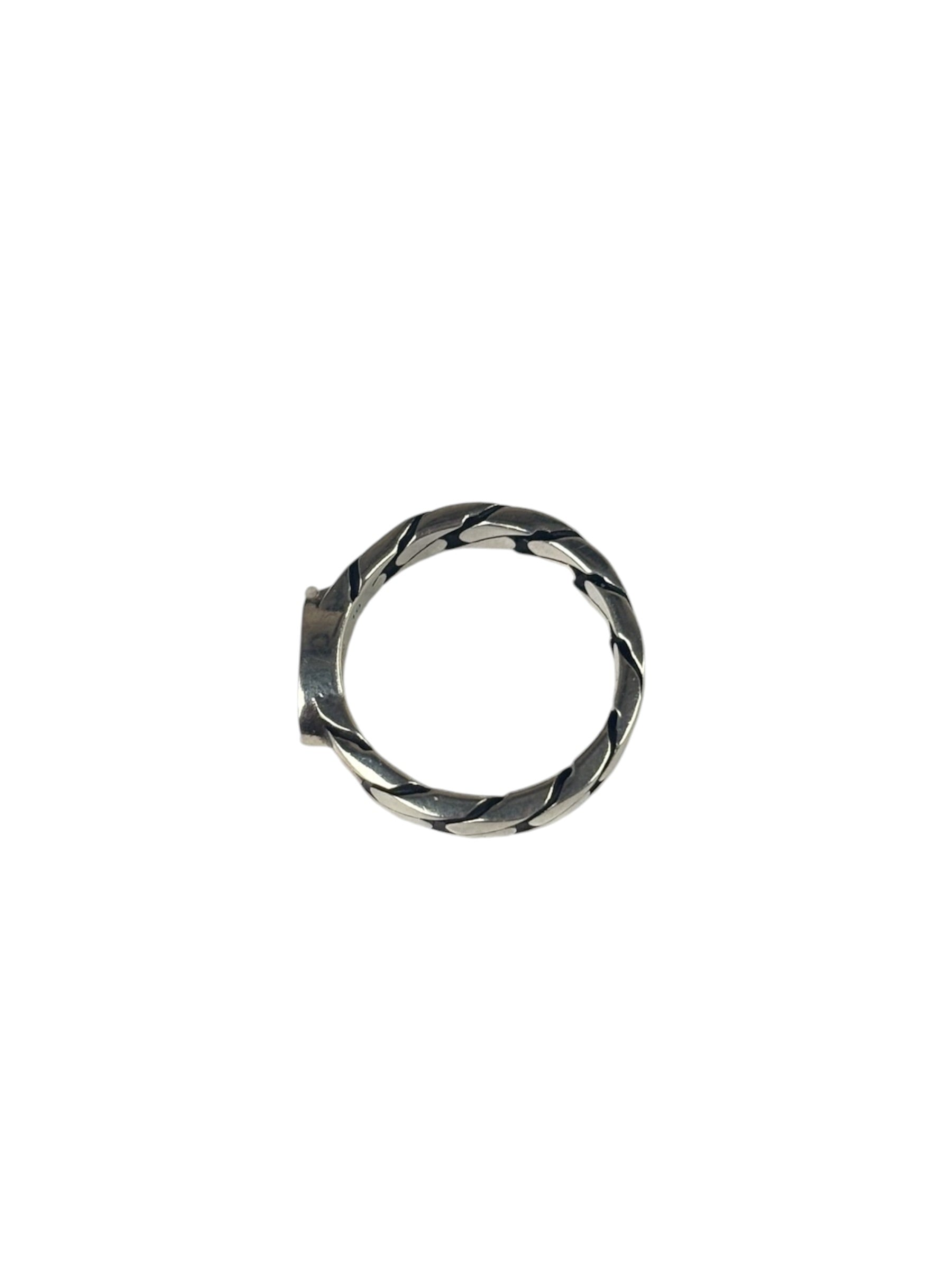 Gucci Sterling Silver & Blue Enamel Interlocking G Chain Link Ring
