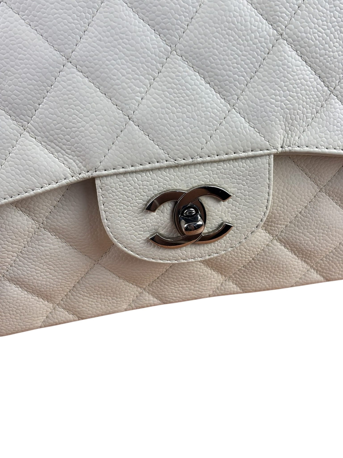 Chanel White Quilted Caviar Large Classic Flap 2005