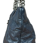 Chanel Dark Navy Quilted Leather Coco Pleats Chain Tote 2012