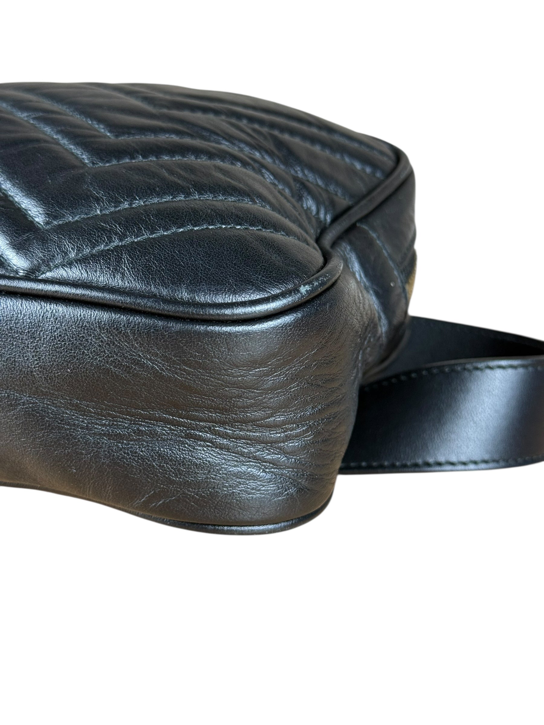 Gucci GG Black Chevron Leather Belt Bag