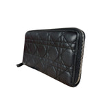 Christian Dior Vintage Black Quilted Leather Zippy Wallet