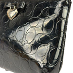 Coach Black Patent Leather Heart & Bow Wristlet