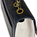 Chanel Vintage White/Black Quilted Lambskin Trapezoid Flap Bag 1990's