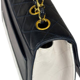 Chanel Vintage White/Black Quilted Lambskin Trapezoid Flap Bag 1990's