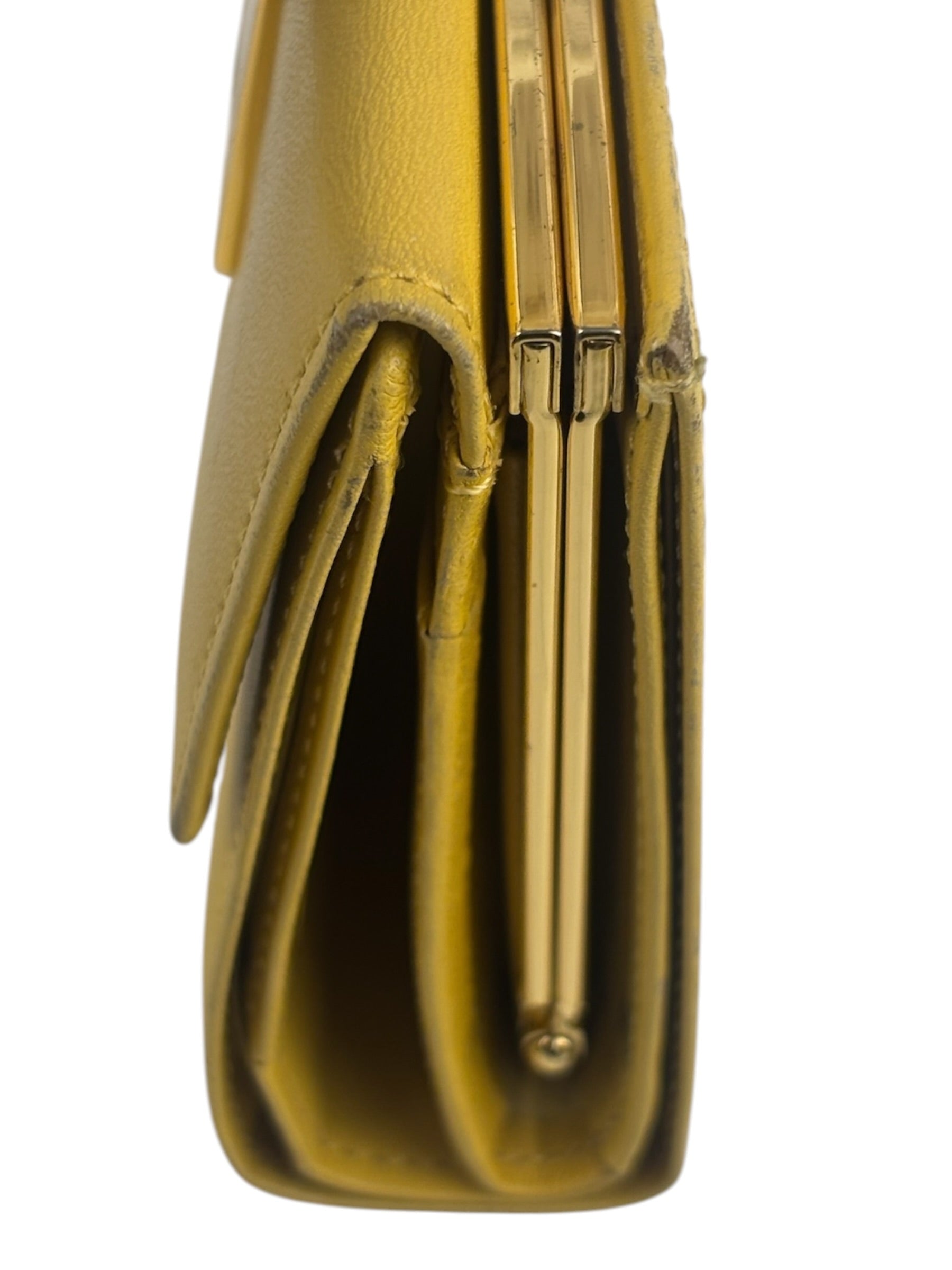 Yves Saint Laurent Yellow Leather Square Compact Wallet