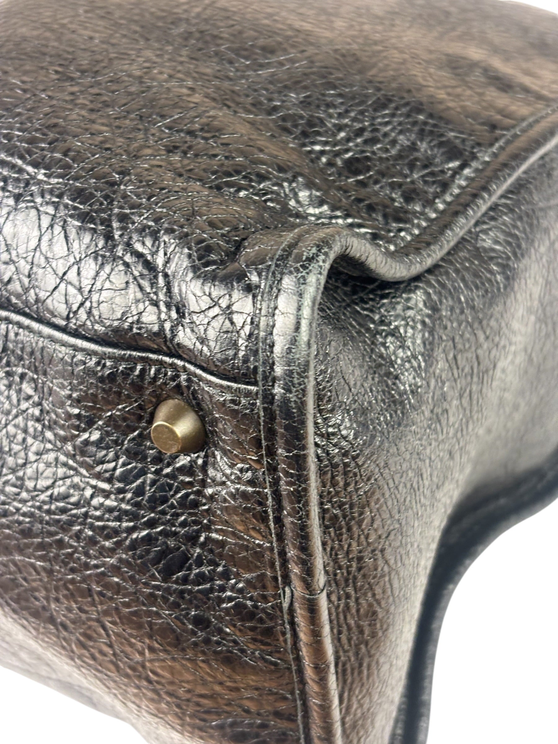Balenciaga Black Lambskin Moto Work Two-Way Bag