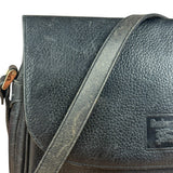 Burberry Vintage Black Pebbled Leather Crossbody Flap Bag