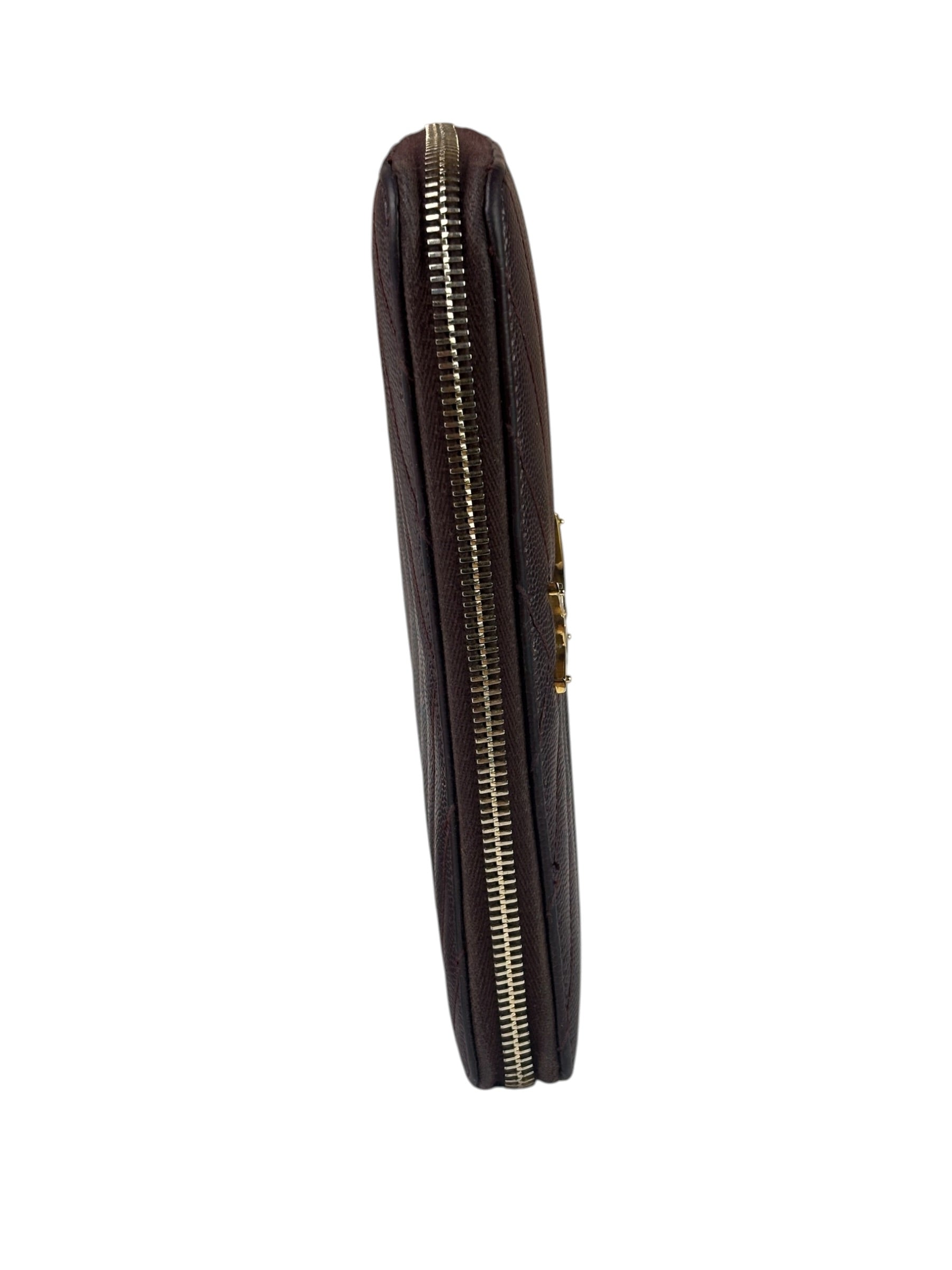 Saint Laurent Plum Chevron Leather Long Zip Wallet