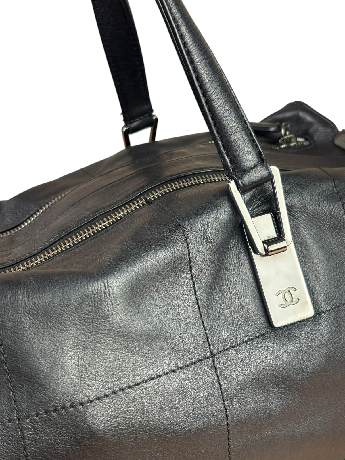 Chanel Black Lambskin Boston Chocolate Bar Bag