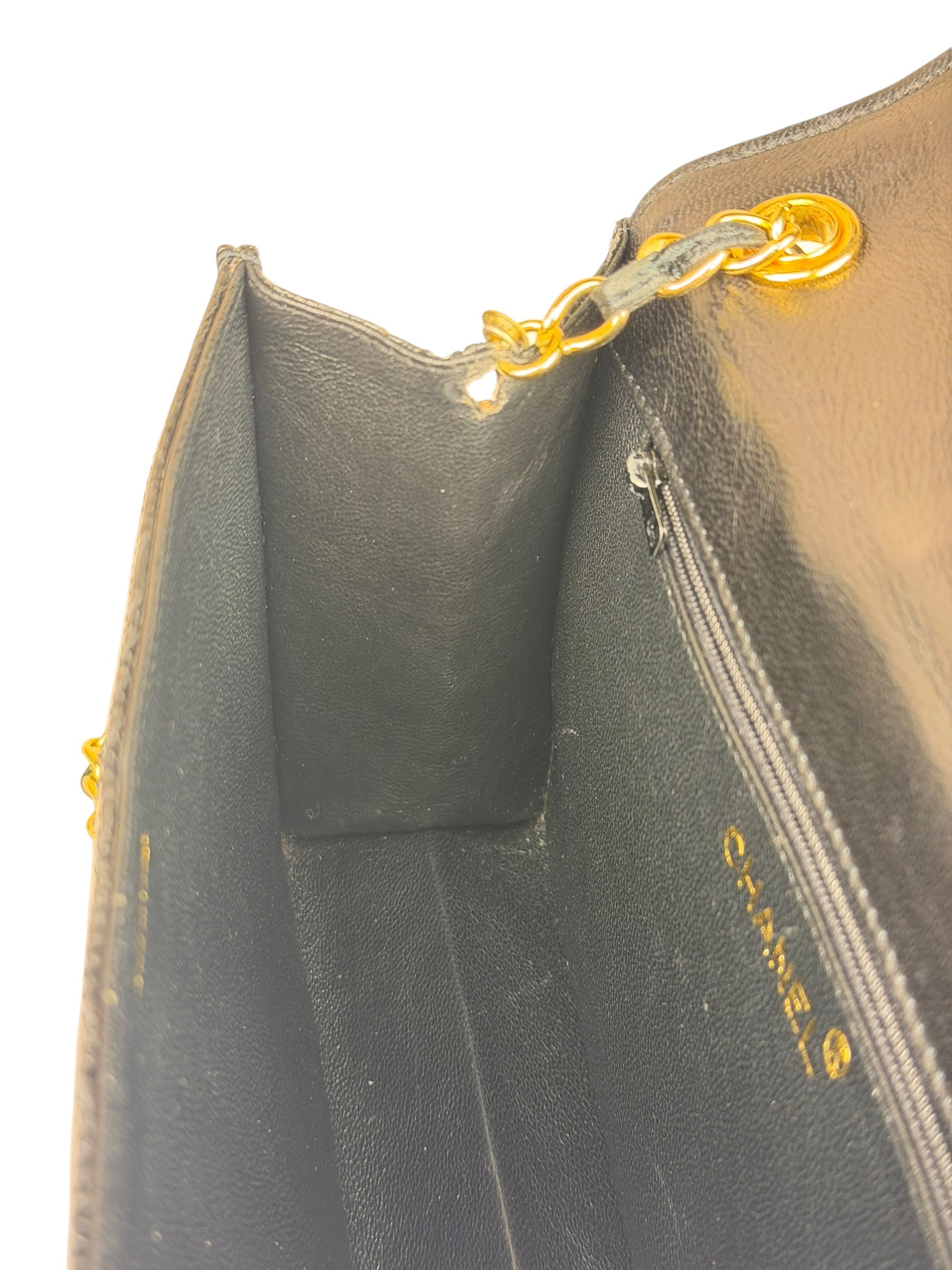 Chanel Black Lizard Leather Envelope Flap Bag 1986