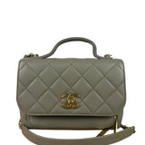 Chanel Grey Quilted Leather Mini Business Affinity Flap Bag 2019