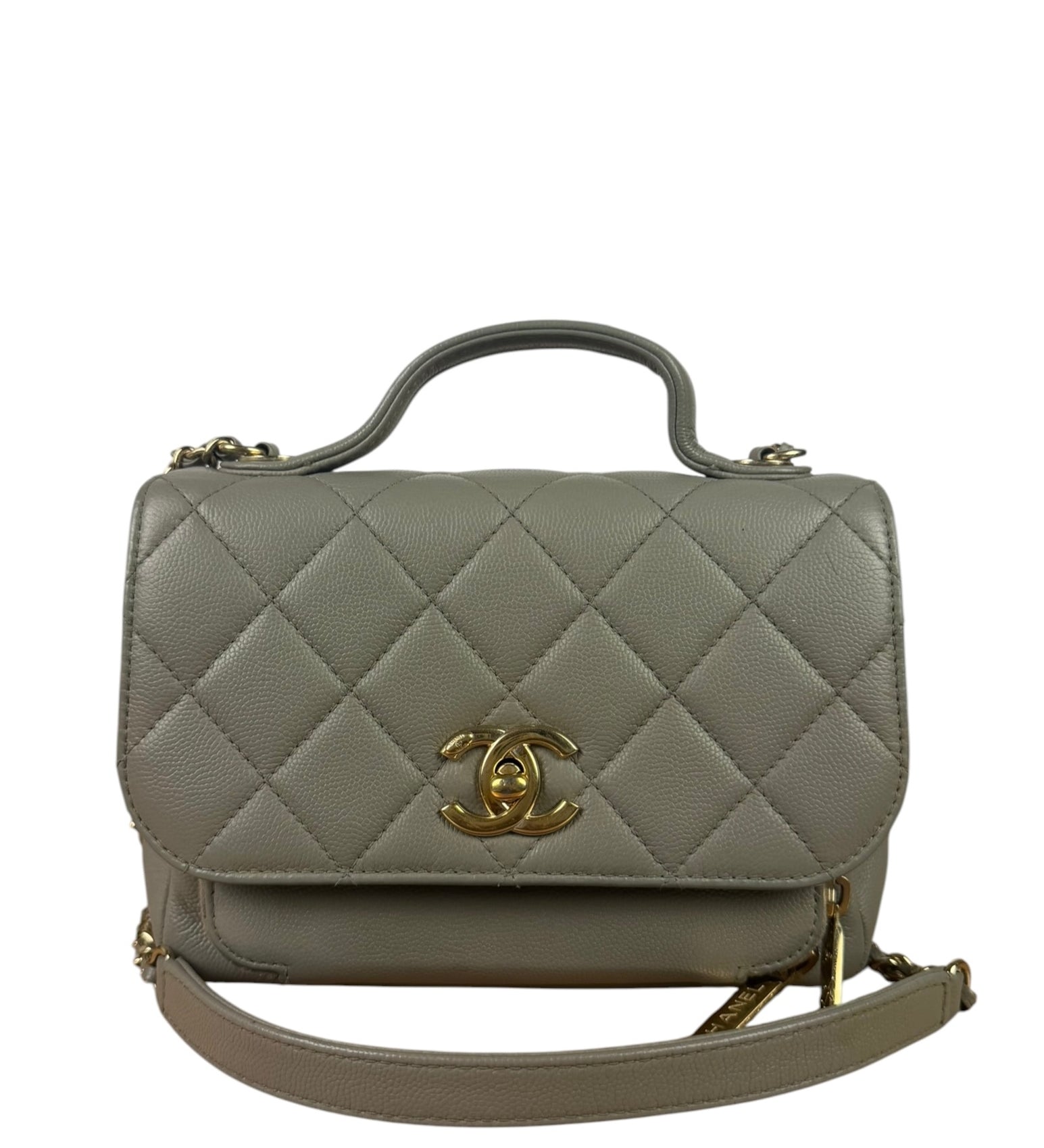 Chanel Grey Quilted Leather Mini Business Affinity Flap Bag 2019