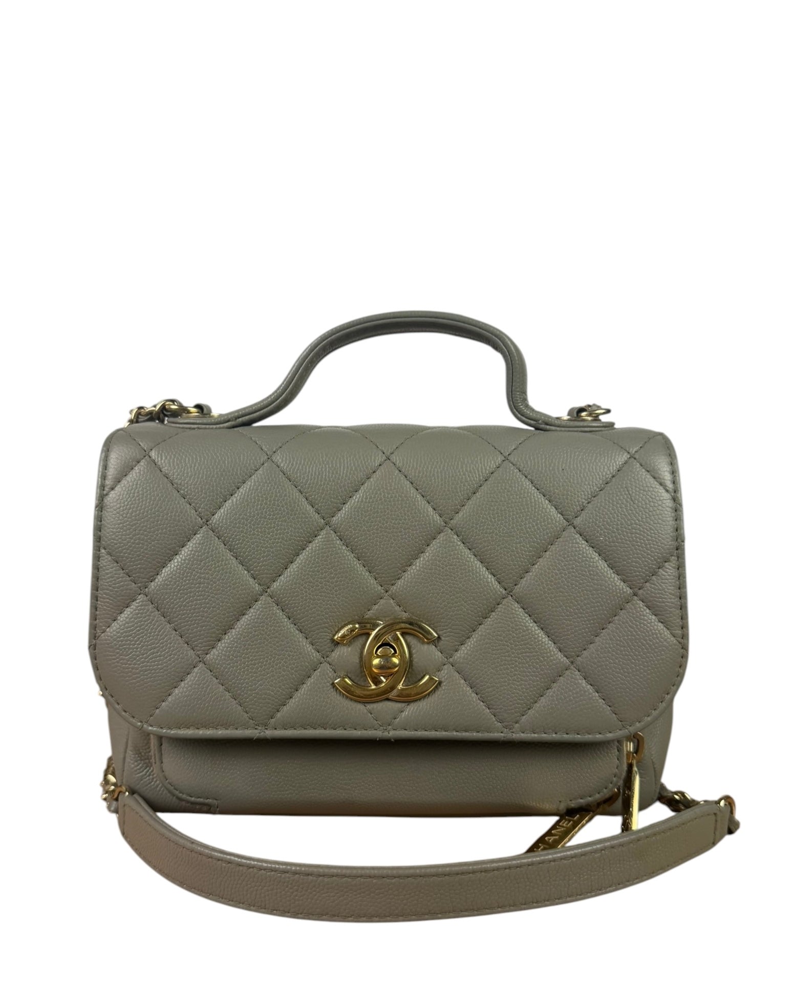 Chanel Grey Quilted Leather Mini Business Affinity Flap Bag 2019