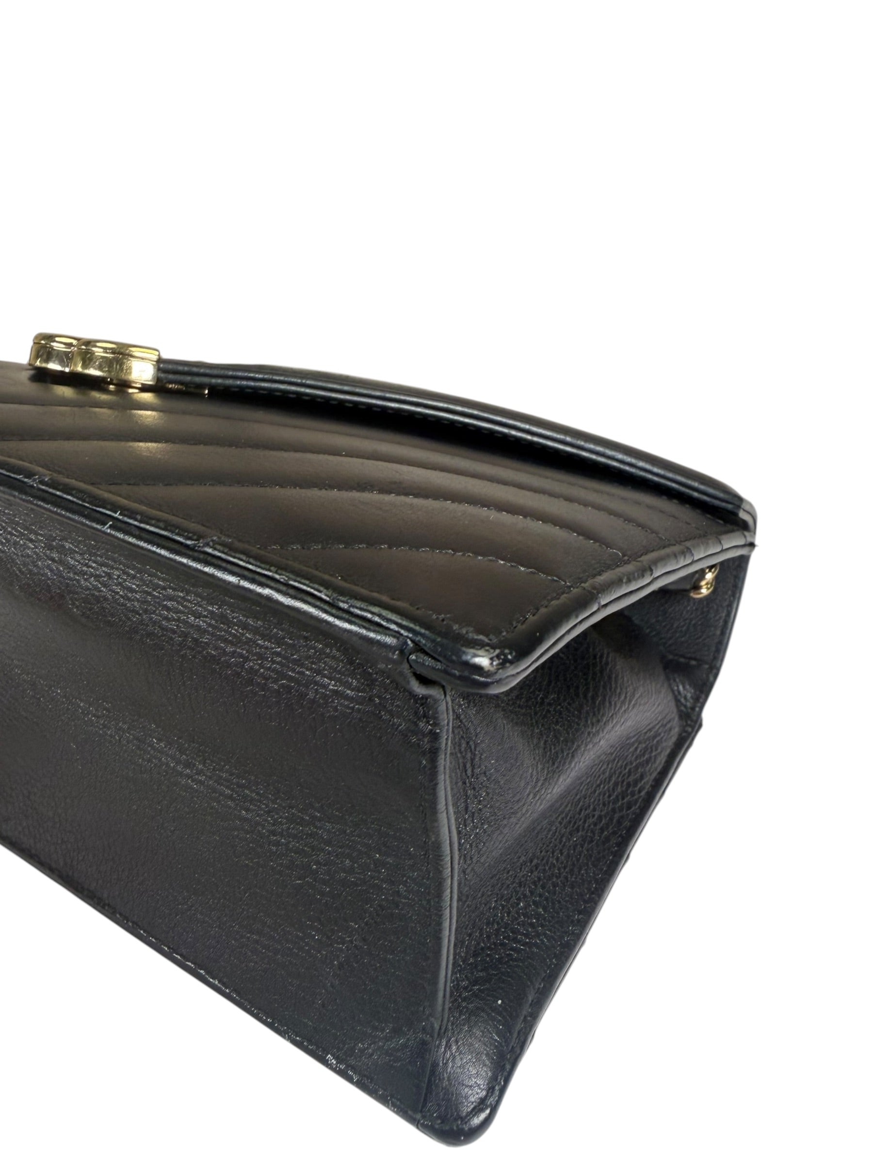 Chanel Black Calfskin Chevron Envelop Flap Bag 2019