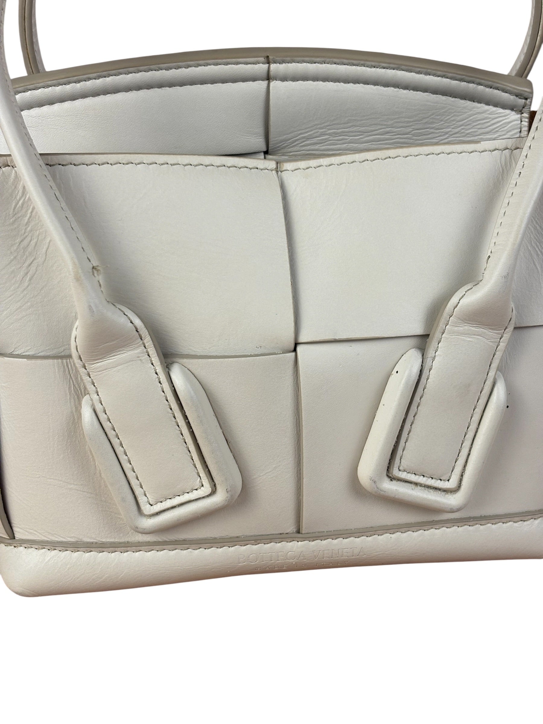 Bottega Veneta Cream Leather Mini Arco Two-Way Bag