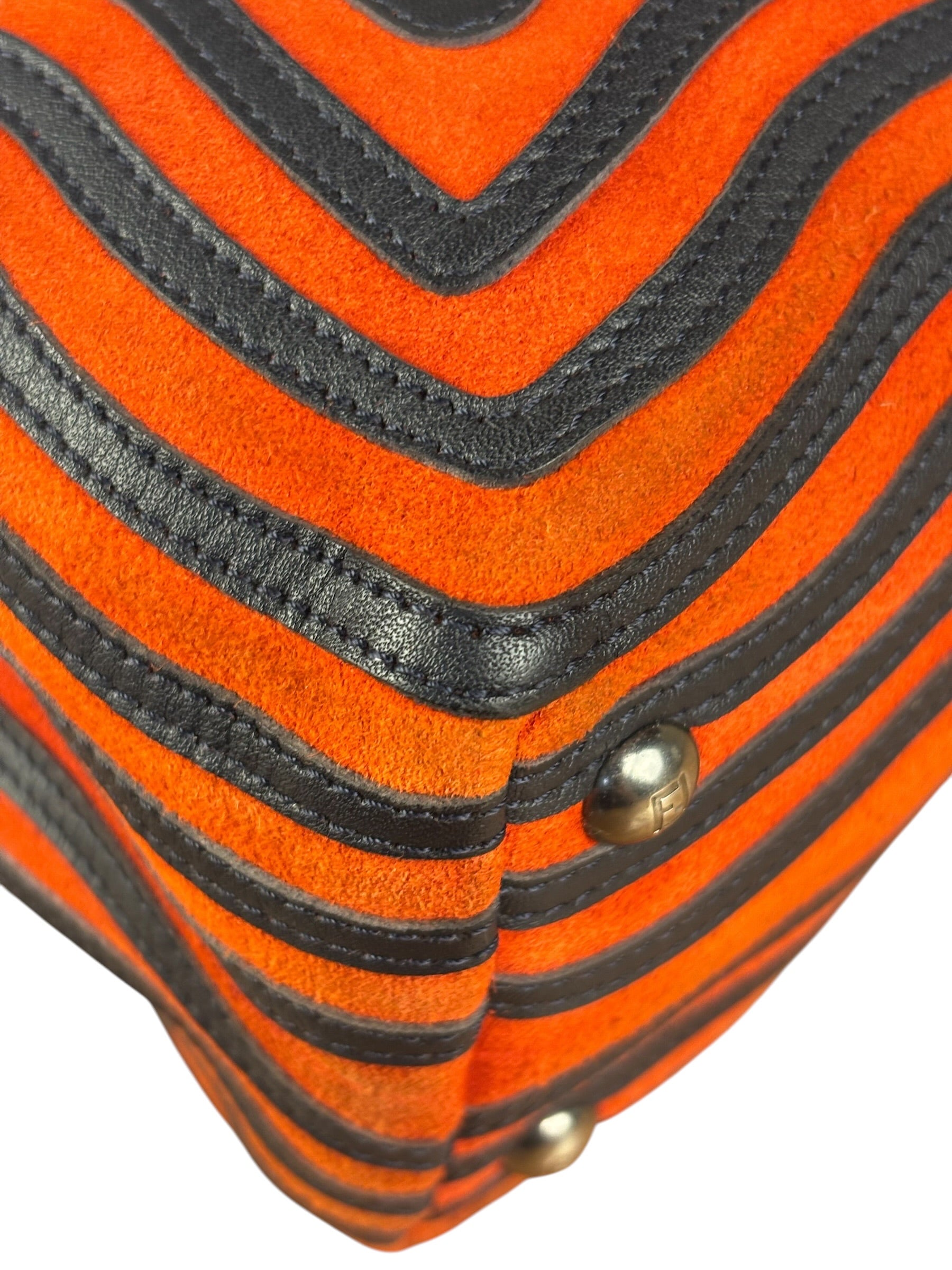 Fendi DotCom Click Striped Hypnotic Suede 2 Way