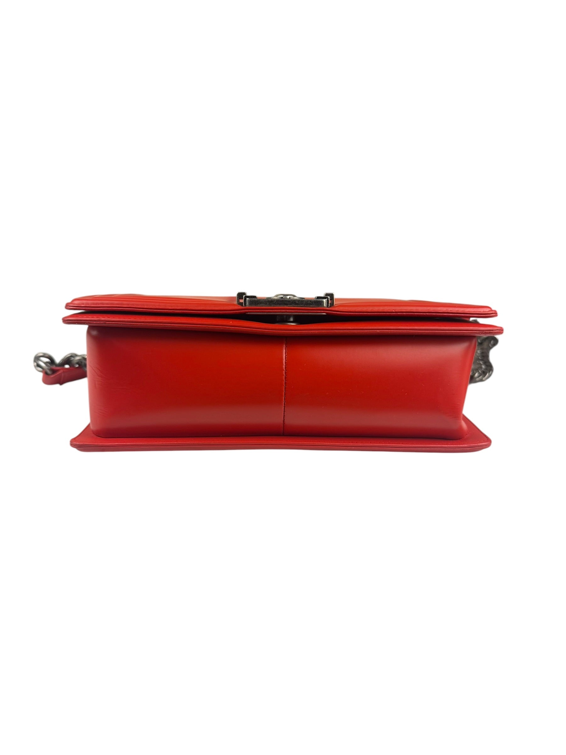 Chanel Red Leather Reverso Boy Flap Bag