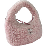 Miu Miu Pink Wool Teddy Two-Way Hobo Bag