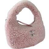 Miu Miu Pink Wool Teddy Two-Way Hobo Bag