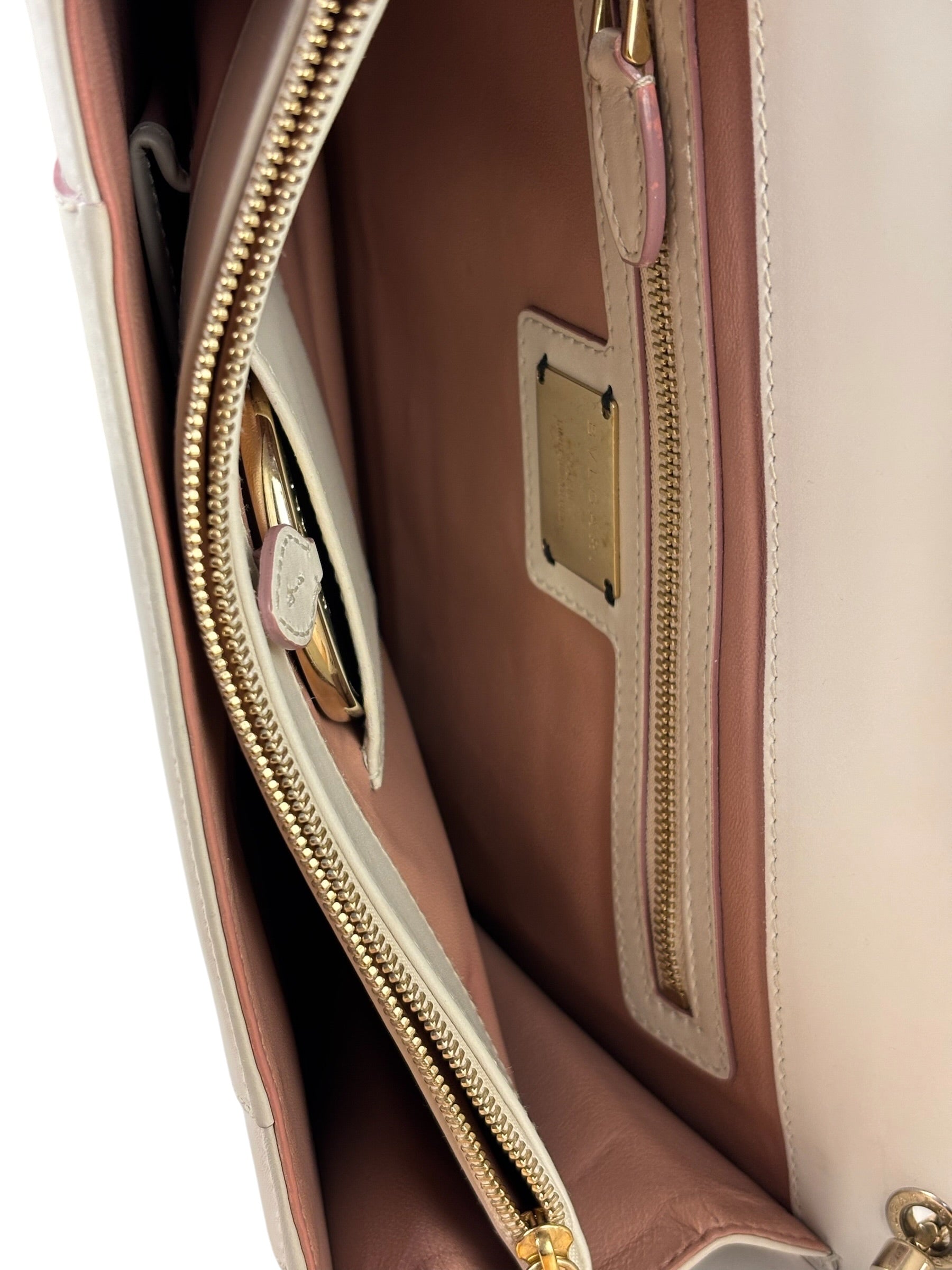 Bvlgari White/Pink Leather Serpenti Forever Shoulder Bag