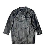 Vintage Leather Striped Long Coat