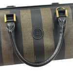 Fendi Brown/Black Leather Pequin Boston Bag