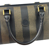Fendi Brown/Black Leather Pequin Boston Bag