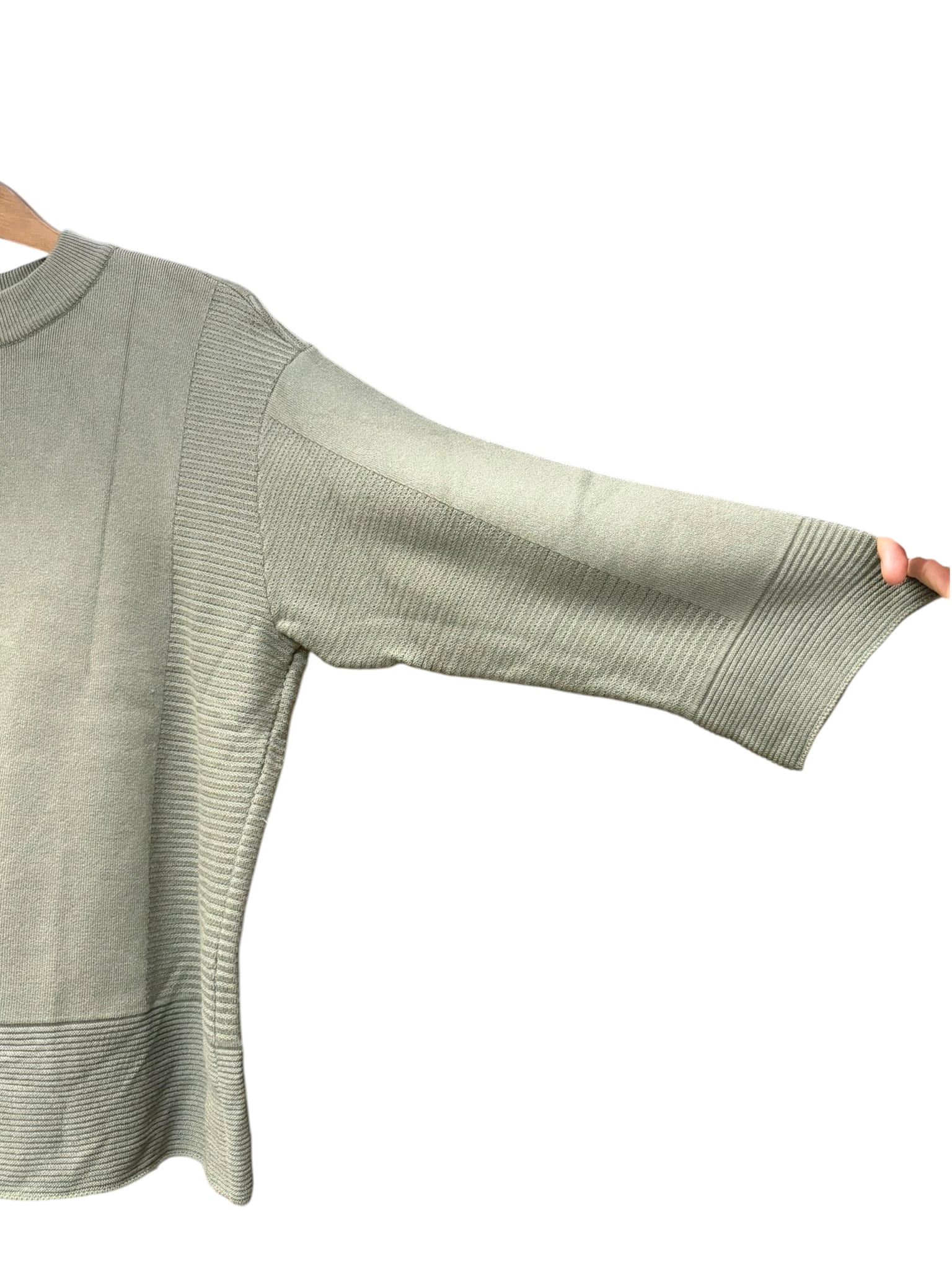 Issey Miyake Pleats Please Green Ribbed Knit Sweater