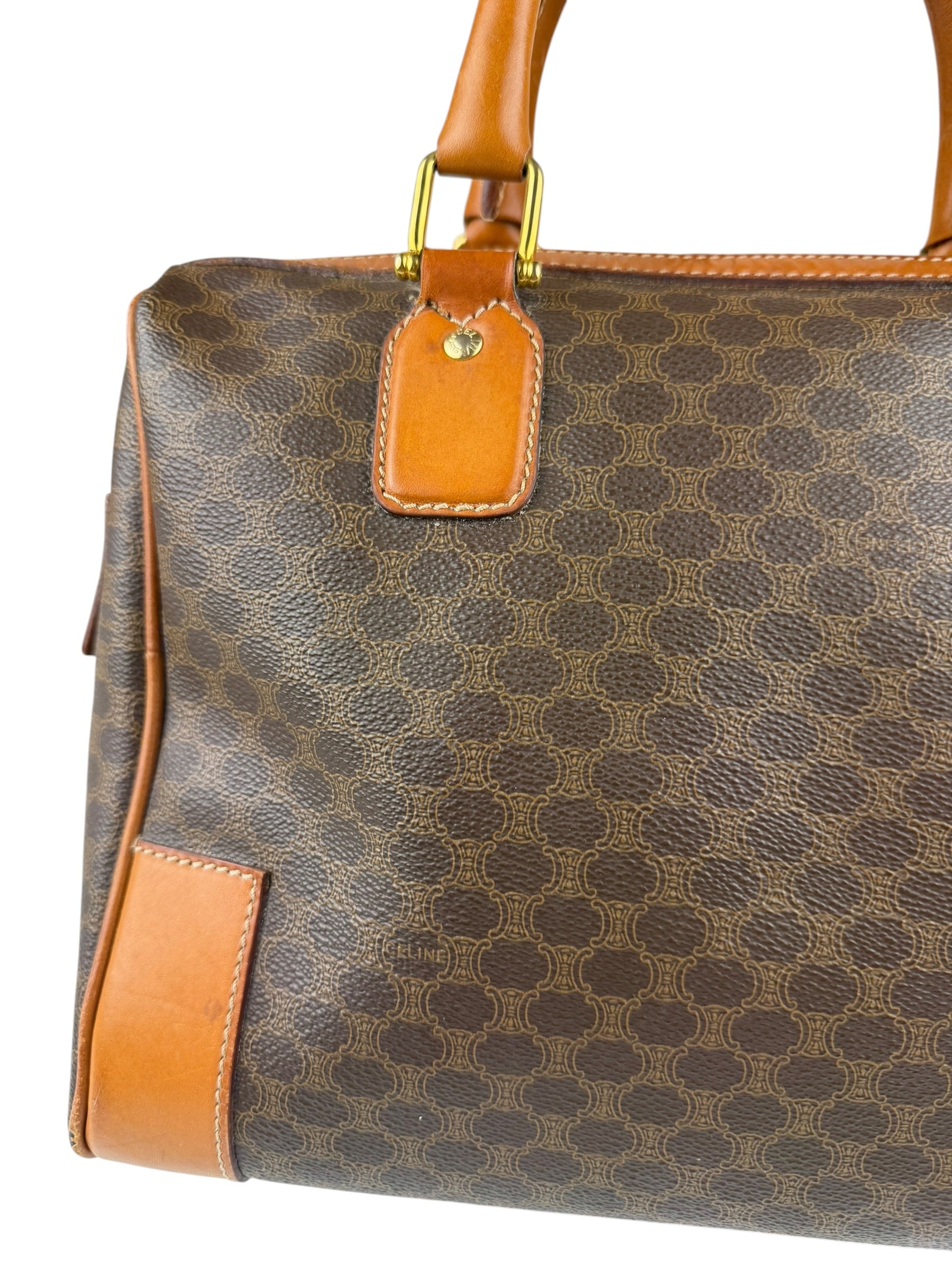 Celine Vintage Macadam Canvas Boston Bag
