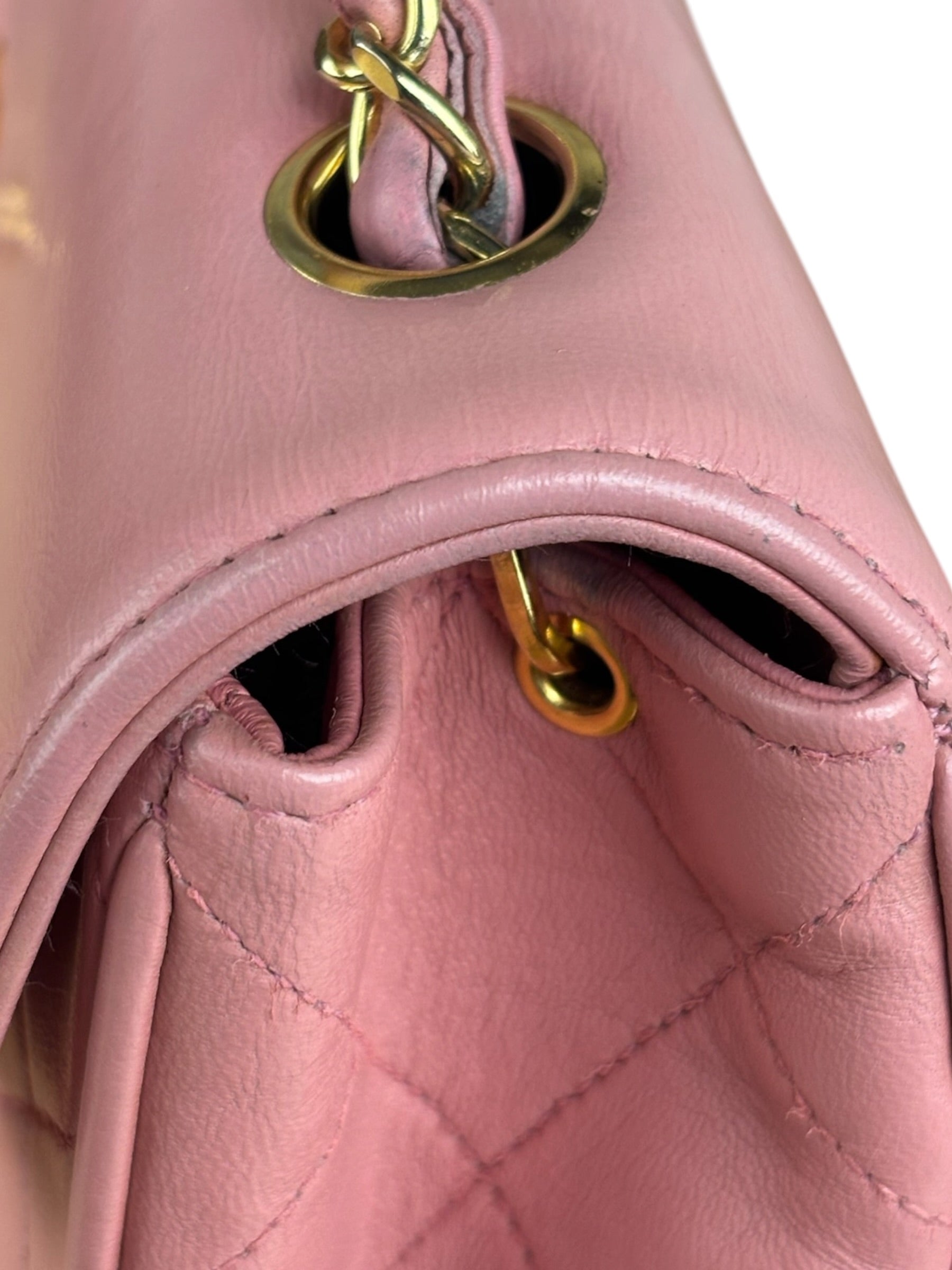 Chanel Vintage Pink Quilted Leather Trapezoid Flap Bag
