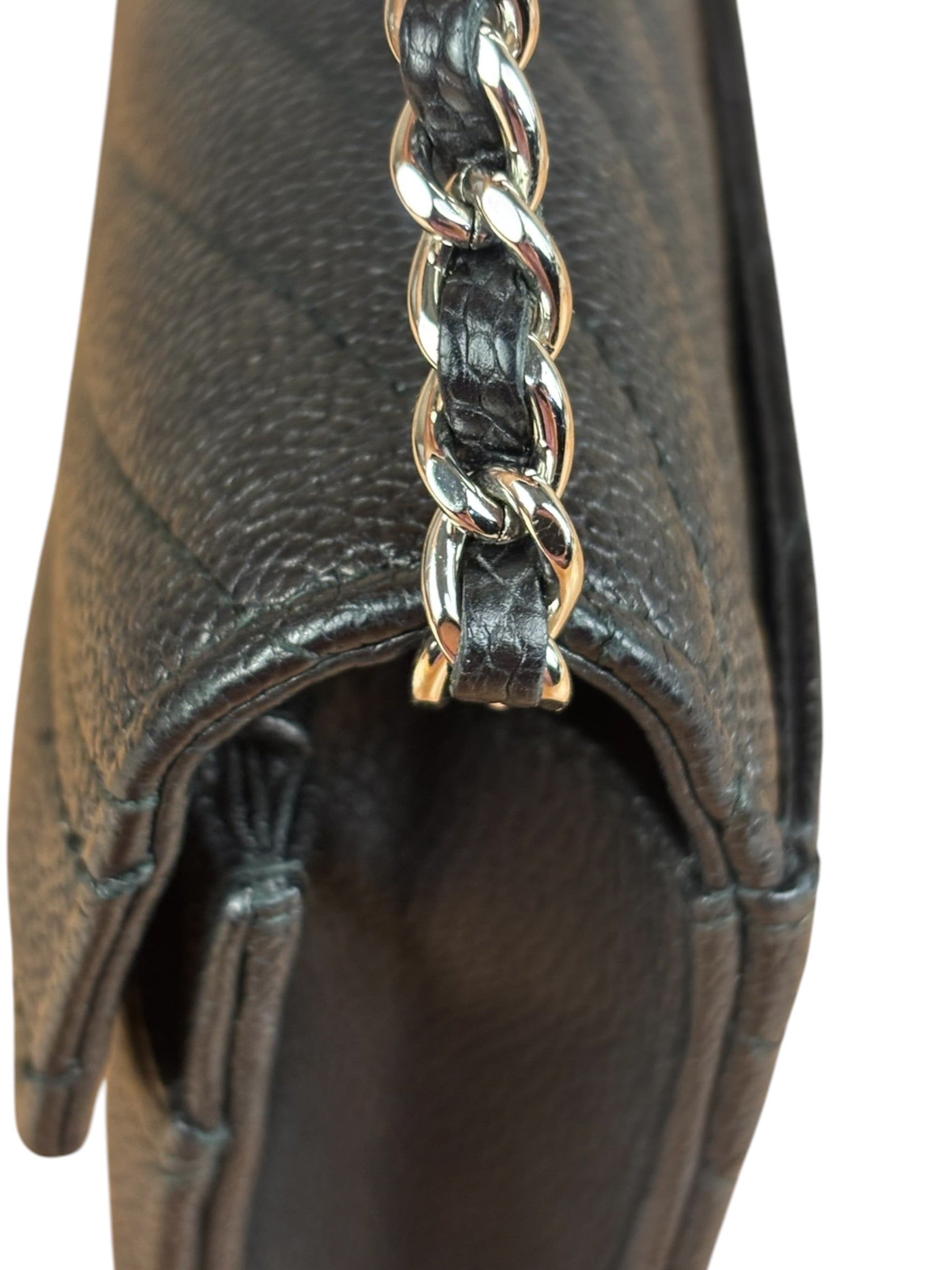 Chanel Caviar Chevron Quilted Wallet On Chain 2017
