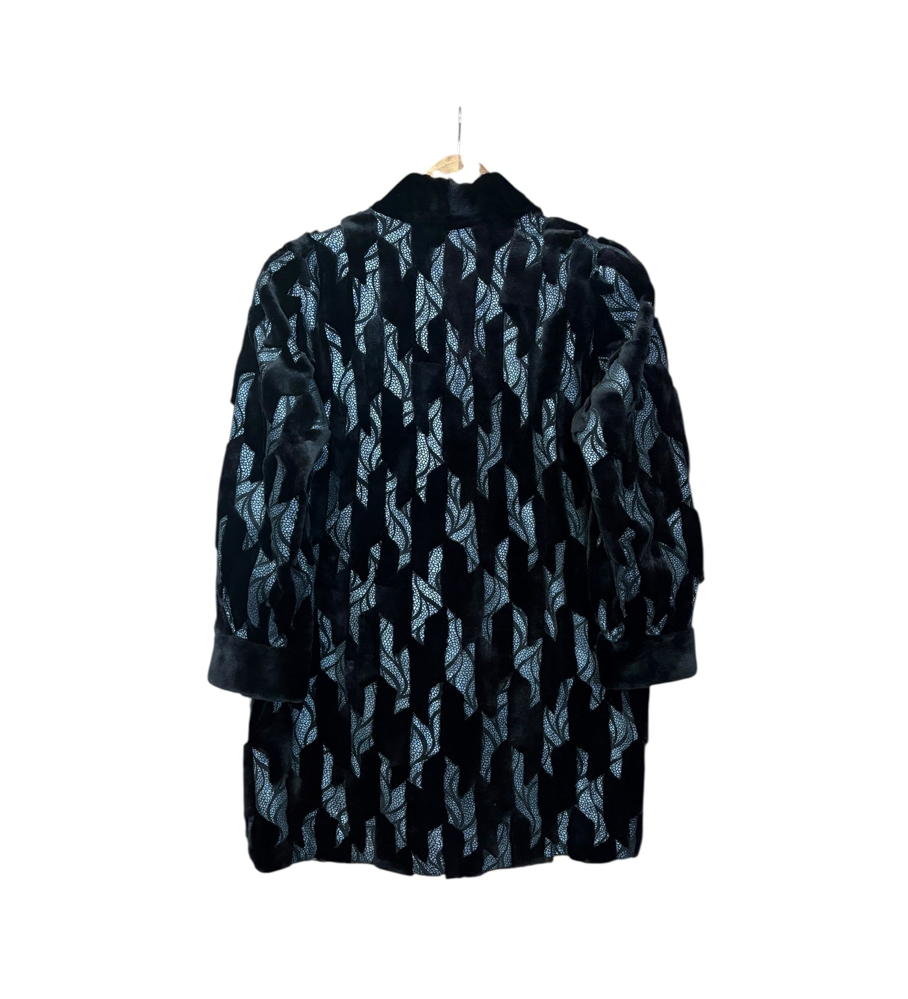Giovanni Valentino Abstract Print Black Fur Coat