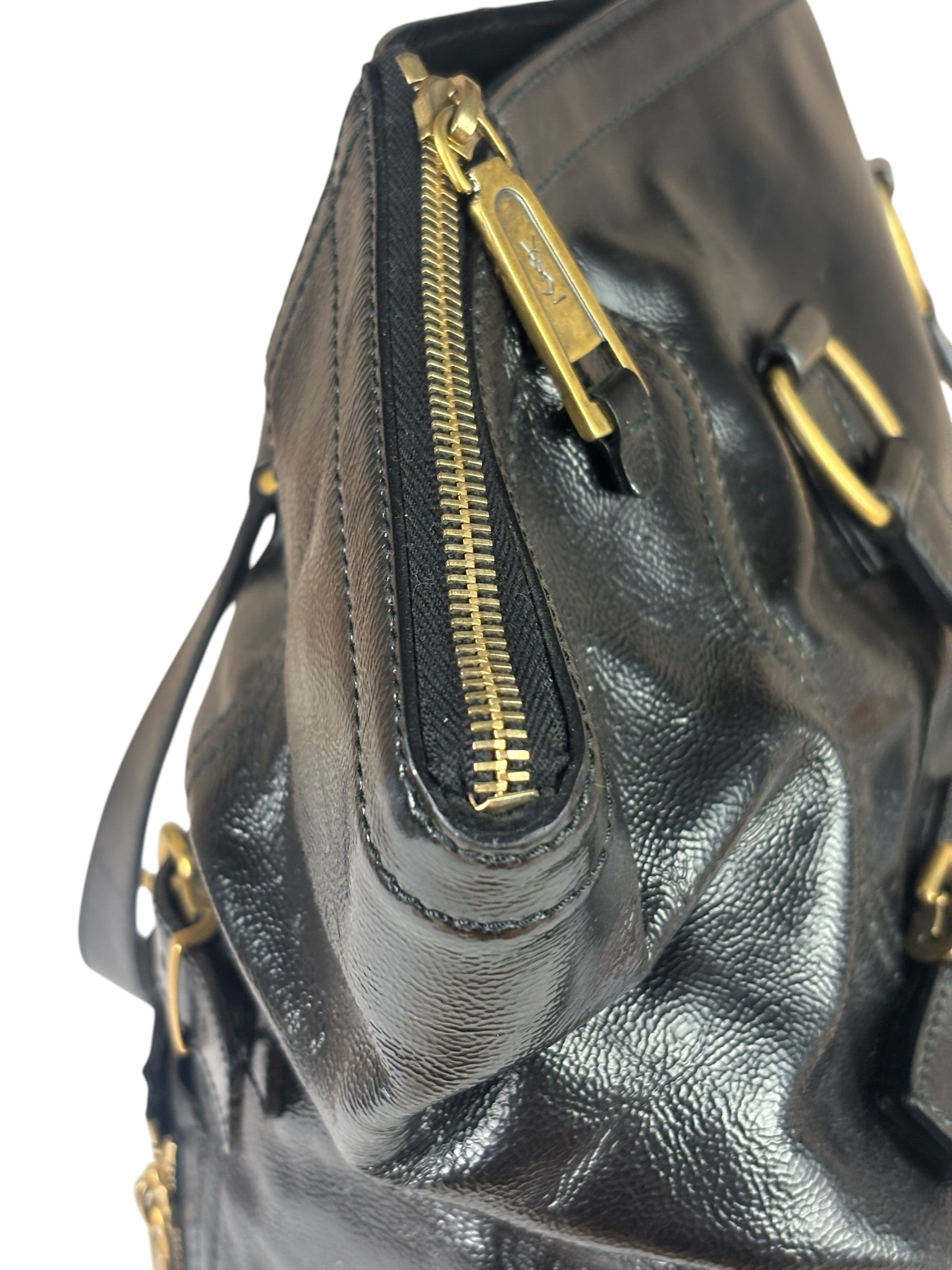 Yves Saint Laurent Black Patent Leather Downtown Tote