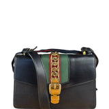 Gucci Black Leather Small Sylvie Shoulder Bag