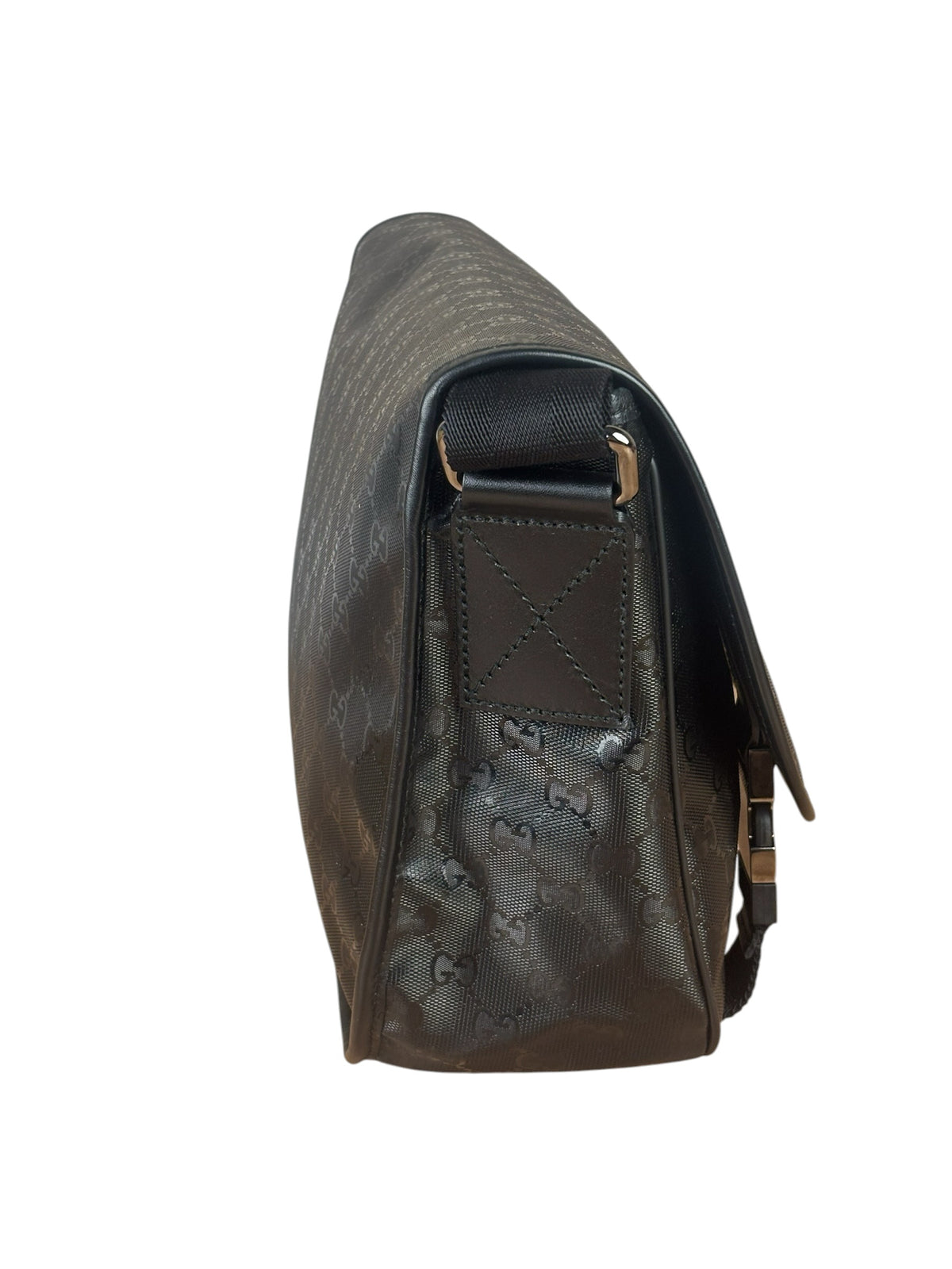 Gucci Black PVC GG Flap Messenger Bag