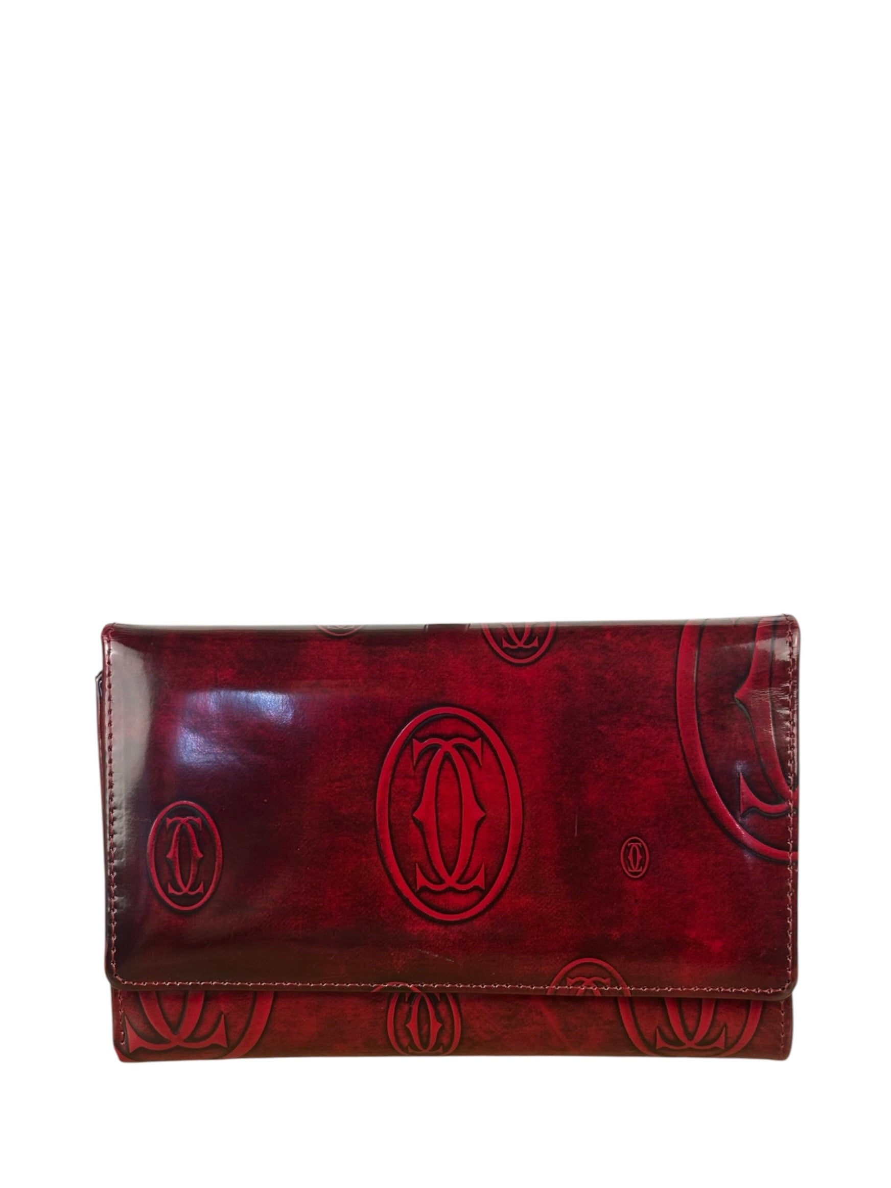 Cartier Red Patent Leather Must De Cartier Tri-Fold Wallet
