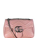 Gucci Pink Leather GG Marmont Shoulder Bag
