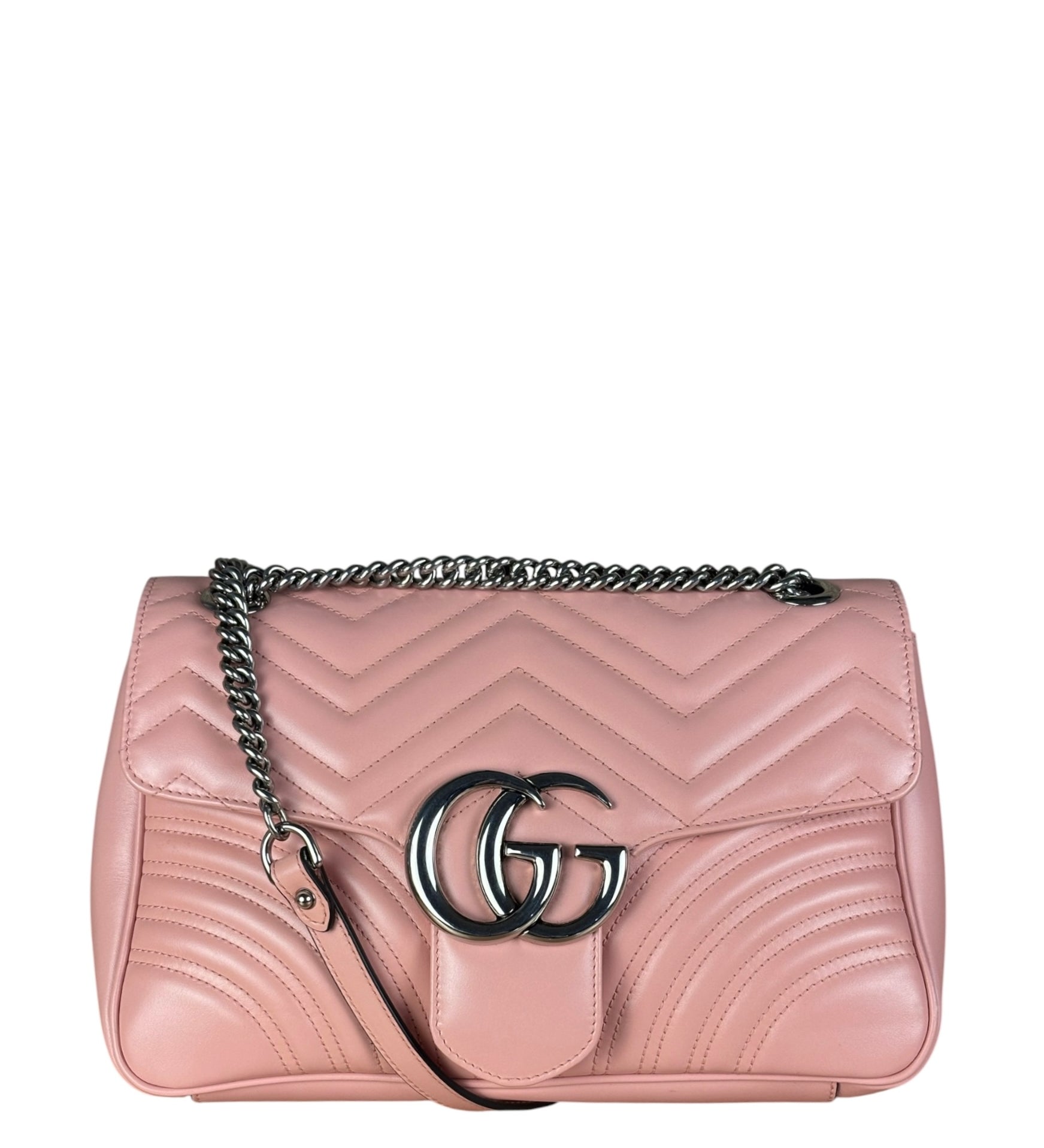 Gucci Pink Leather GG Marmont Shoulder Bag