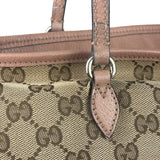Gucci Beige/Pink Leather Trim Bree Shoulder Bag