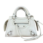 Balenciaga White Croc Embossed S Neo City Bag
