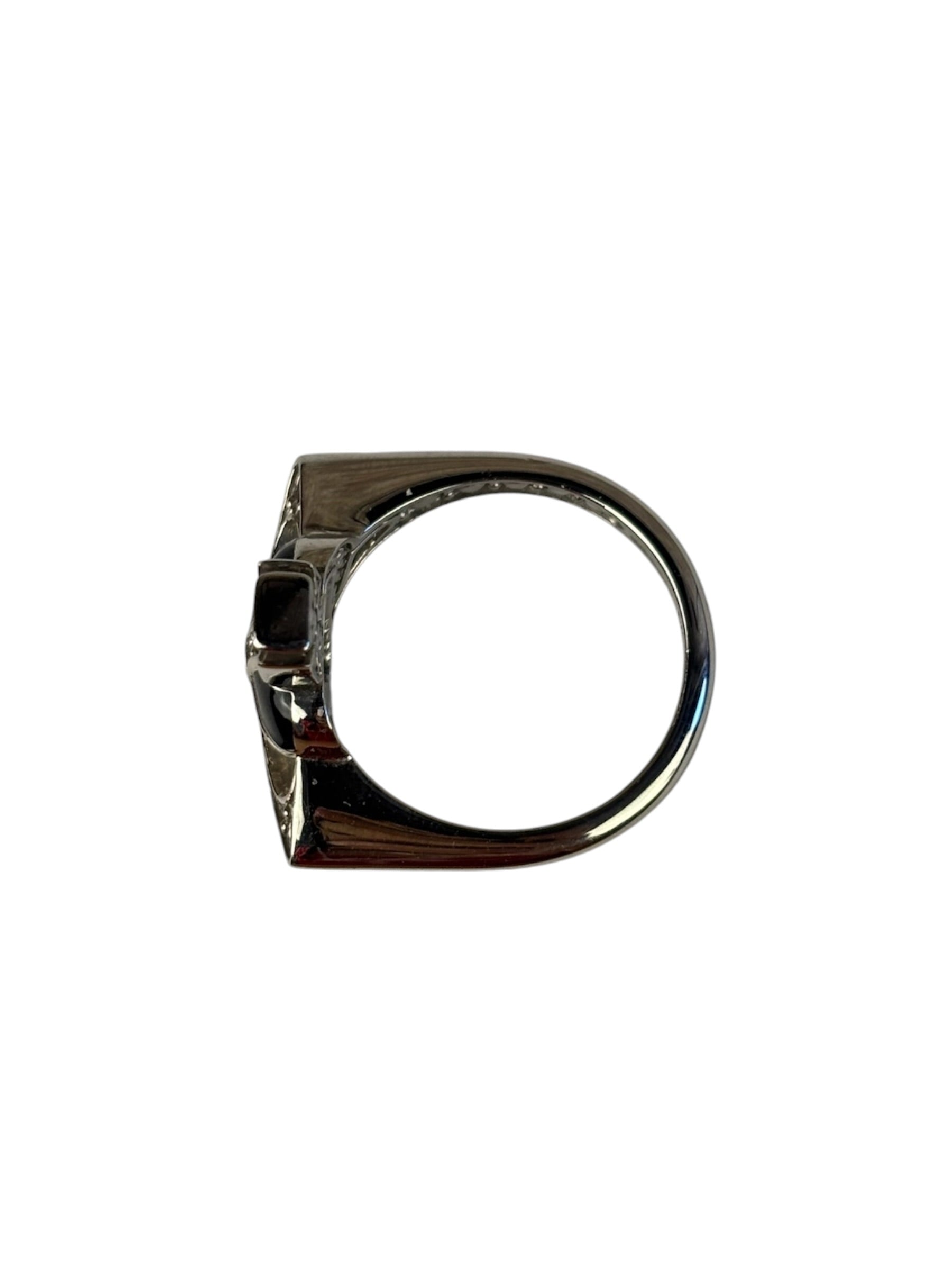Vivienne Westwood Silver Diamante Black Enamel Ring