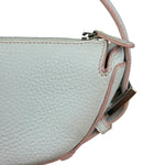 Loewe White Pebbled Leather Pink Trim Mini Boat Pochette