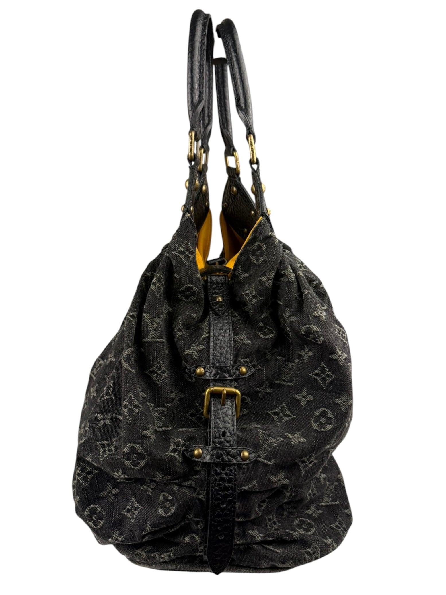 Louis Vuitton Black Denim Mahina Hobo Bag XL