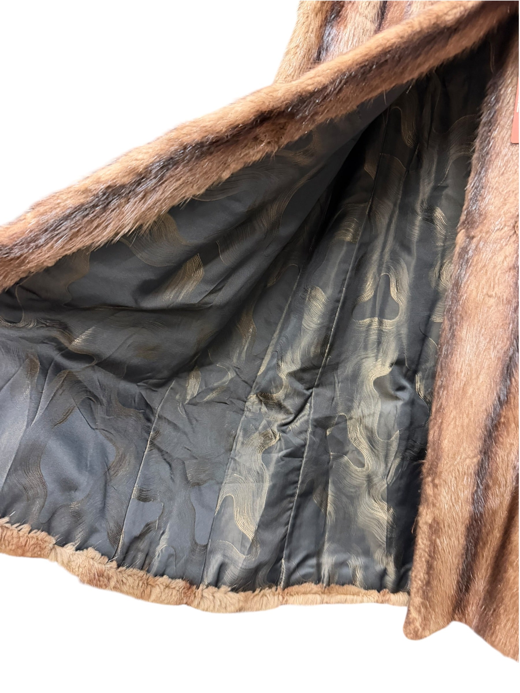 Vintage Brown Striped Fox Fur Long Coat