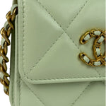 Chanel Green Quilted Leather 19 Flap Chain Card Holder 2021