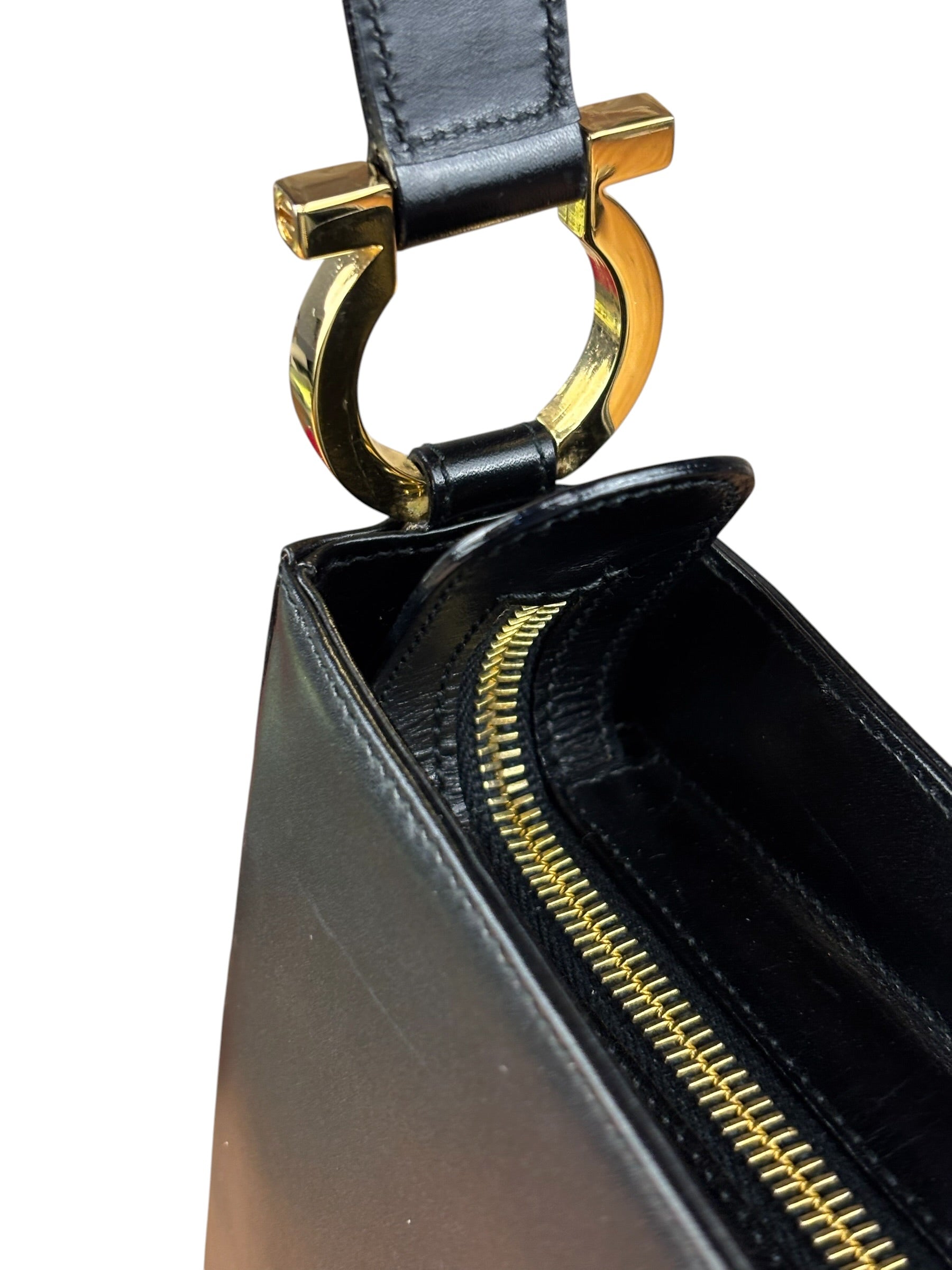 Salvatore Ferragamo Black Leather Hobo Bag