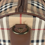 Burberry Beige/Brown Leather House Check Boston Bag